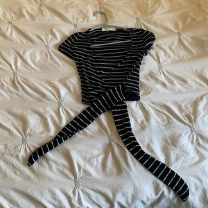 Project Social T black and white striped top